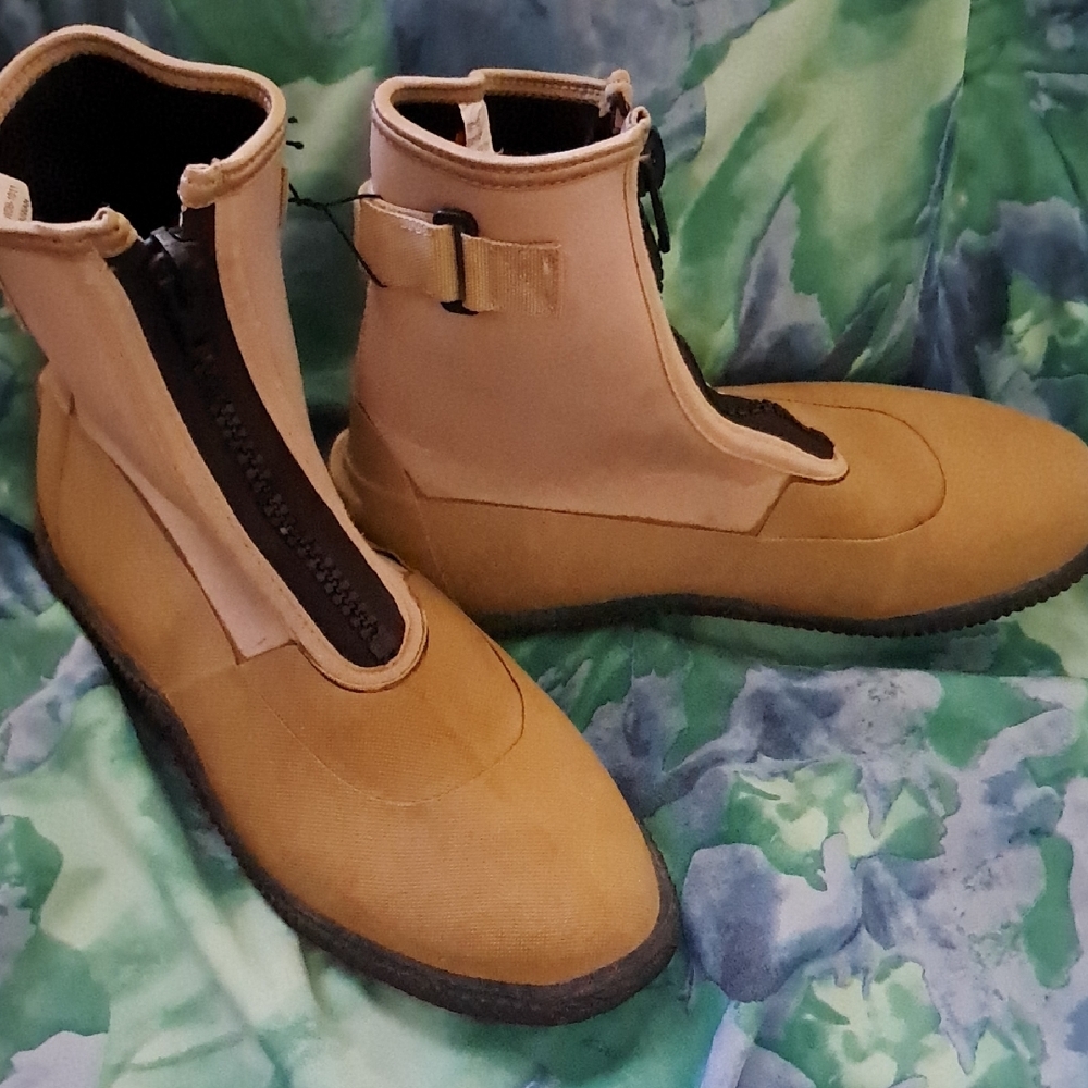 Tan and Black Water Boots